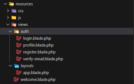 screen shot to views files in laravel